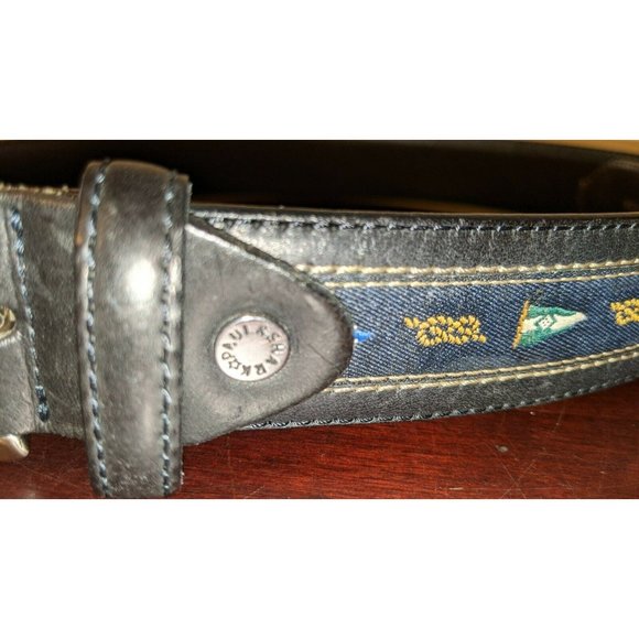 Black Paul Shark Belt Leather Fabric Size 85 Black Women Sailing Nautical Flags - Picture 3 of 10